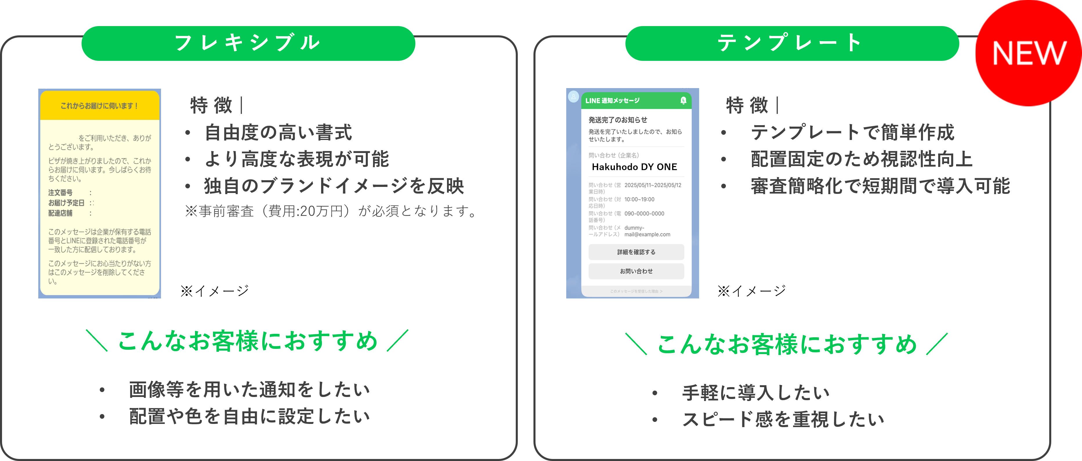 フレキシブルとテンプレート